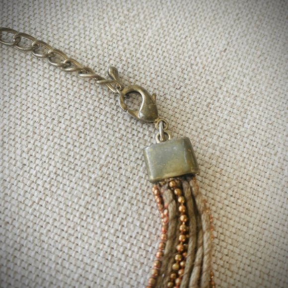 Copper Beads and Leather Cord Multi-strand Choker Necklace - Picture 4 of 5